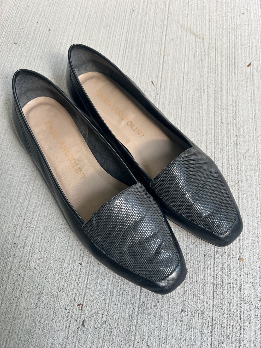 Enzo Angiolini Liberty Gunmetal Gray Textured Leather Loafers Size 8.5
